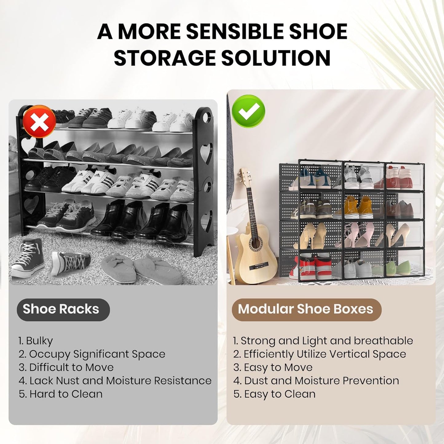 12 Pack XXX-Large Modular Clear Plastic Stackable Shoe Storage Organizer for Closet, Space Saving Versatile Sneaker Shoe Rack Containers Bins Holders, Portable Closet Organizers and Storage, Black