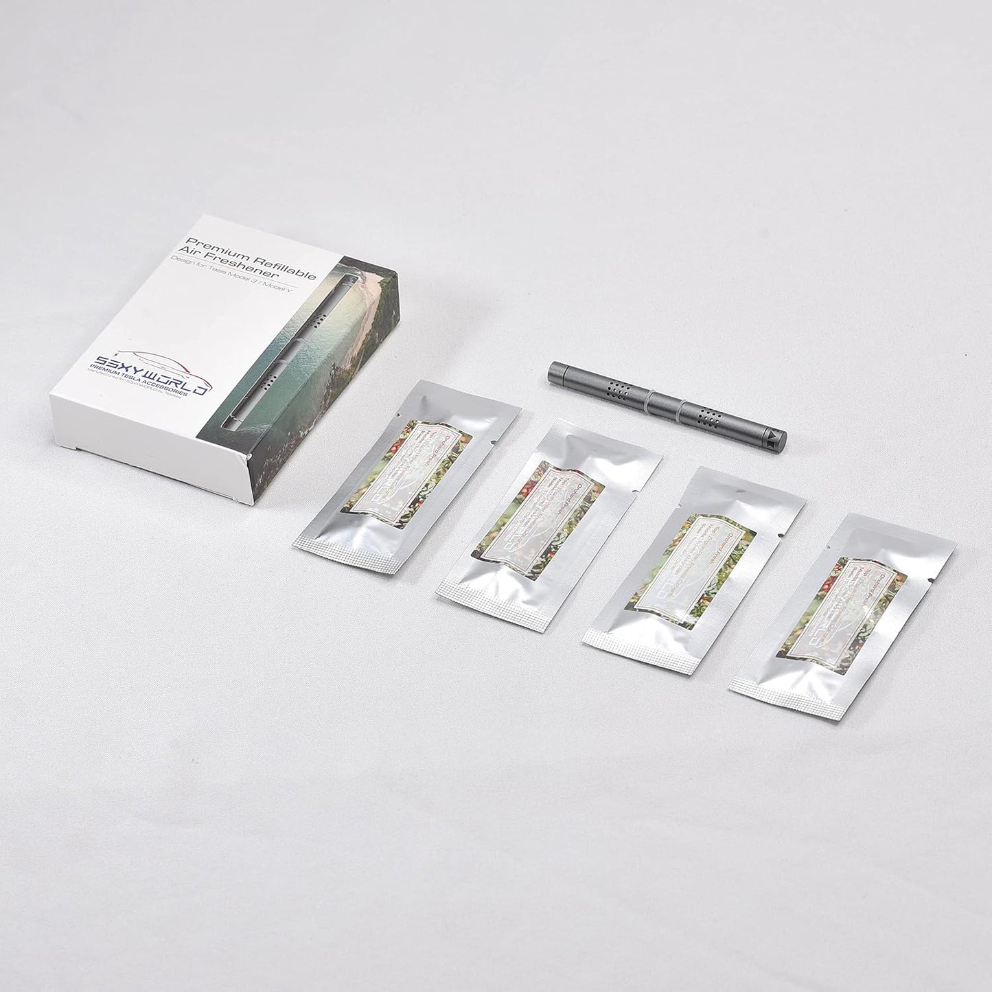 Tesla Model 3/Y Air Freshener-Orchard Scent-Invisible Slim Design-Long Lasting-Aromatherapy Scent-Auto Odor Eliminator - (Orchard Fresh Set)