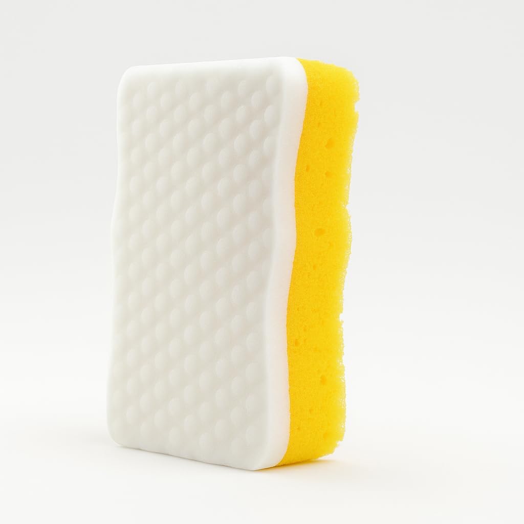 Ampang Wave-Shaped Scrub Sponges for Kitchen Cleaning - Nano Sponge & High-Foam Seaweed Cotton, Non-Scratch, Dishwasher Safe, Ideal for Washing Dishes & Daily Household Tasks (5, Yellow)