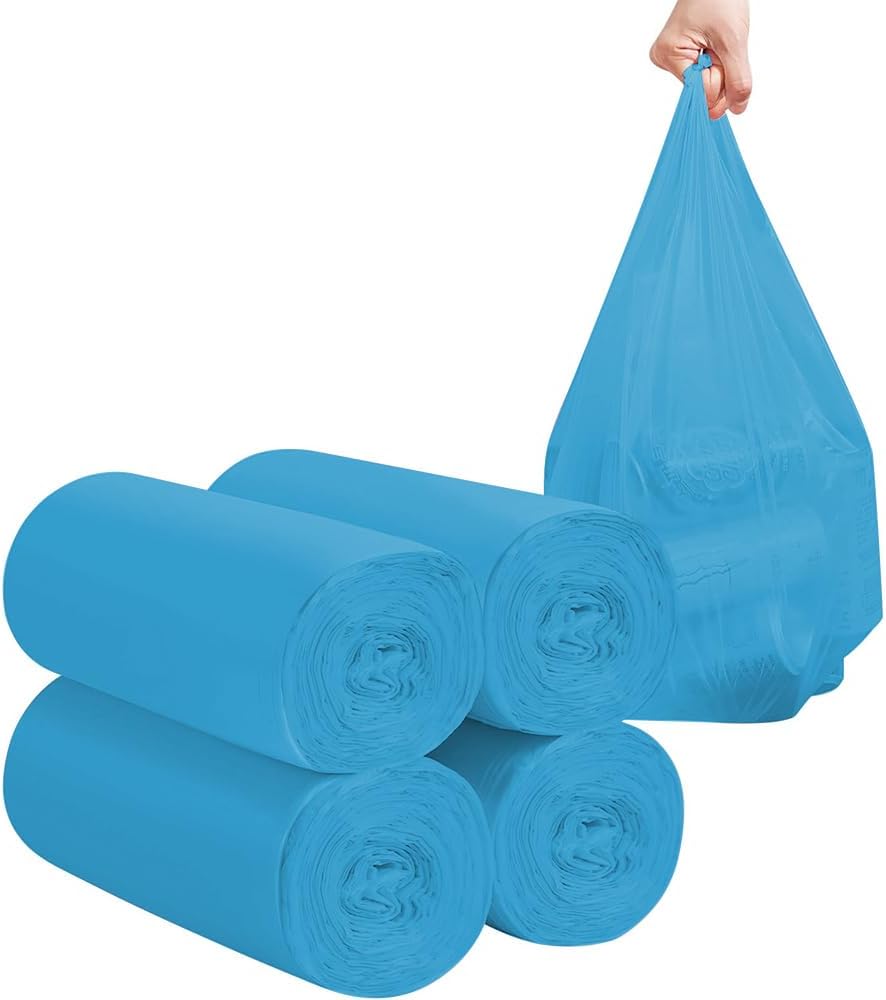 2-4 Gallon Portable Trash Bags,120 Counts Thicken portable Small Garbage Bags for Office, Kitchen,Bedroom Trash Can,Strong Trash Bags（Blue）