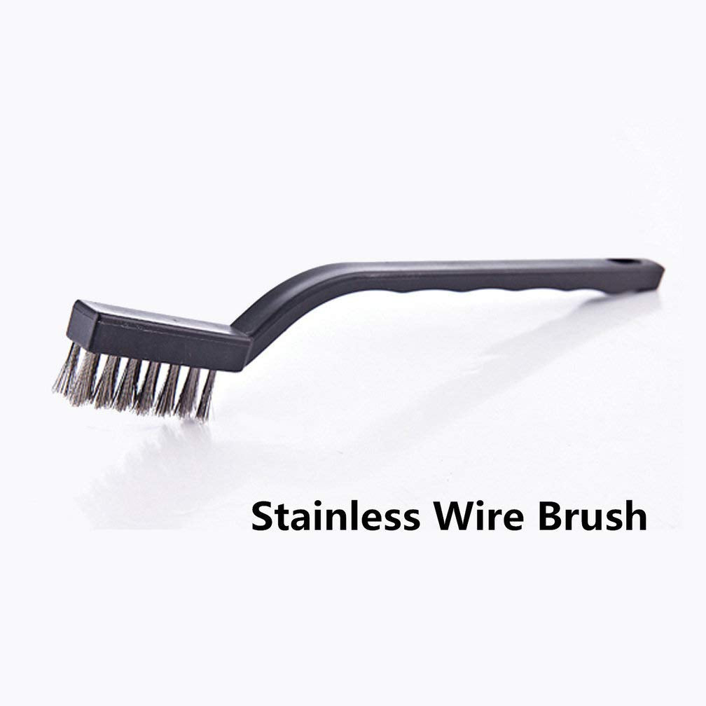 9PCS MINI Wire Brushes, Stainless Steel Brush Set, Curved Handle Scratch Toothbrush, Cleaning Welding Slag and Rust