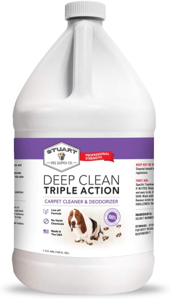 Professional Strength Deep Clean (Gal.) 3X Carpet Cleaner Solution & Deodorizer, Concentrated Encapsulating Carpet Shampoo, Pet Odor & Dirty Carpet Cleaning Solution 128 fl oz.