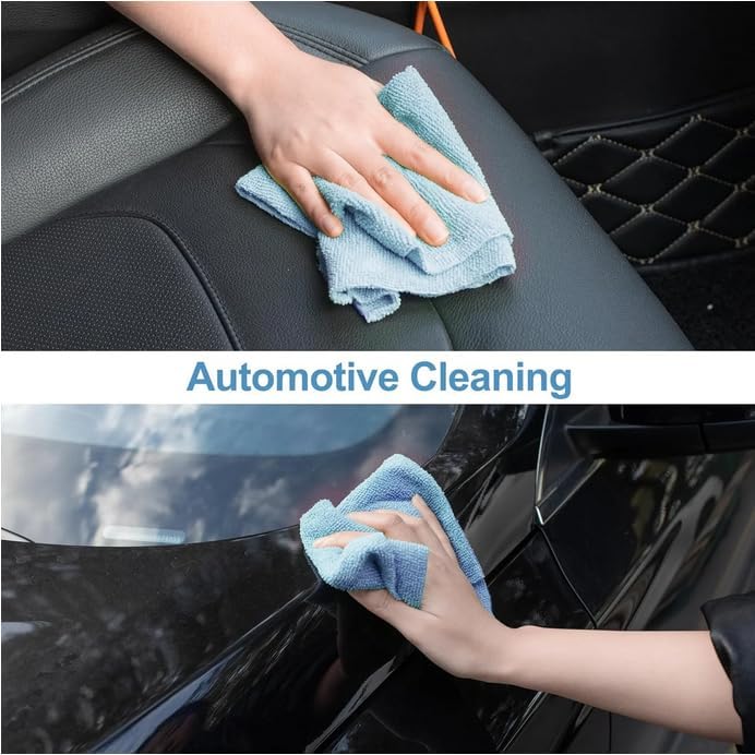 Microfiber Cleaning Cloth Roll, 20 Pack Reusable Tear Away Towels, 9.8" x 9.8", Cleaning Supplies Dish Rags Ultra Absorbent and Lint Free Cleaning Rags Towels for Car, House, Kitchen, Blue