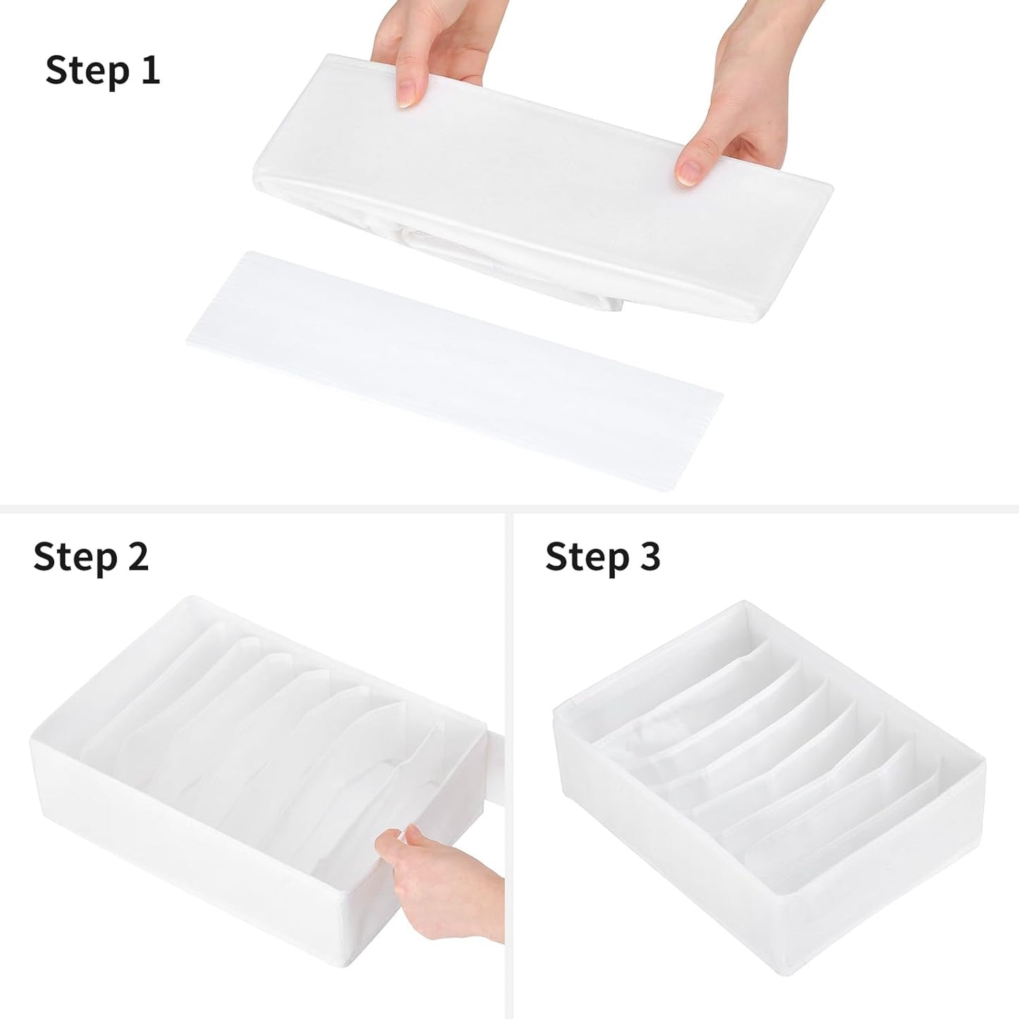 4 Packs T-shirt Drawer Organizers for Clothing,8 Grids Compartment Wardrobe Storage Box, Washable Clothes Organizer for Folded Clothes, T-shirt, Legging, Silk Scarve-White