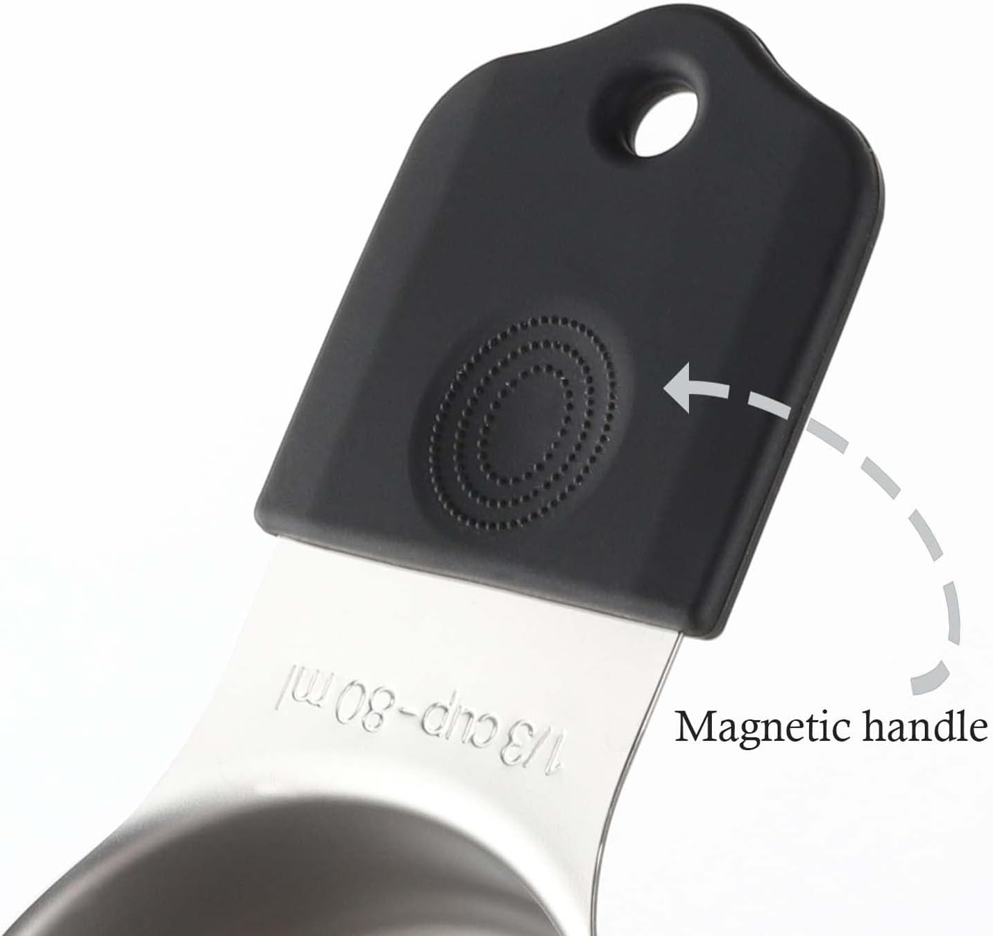 Magnetic Measuring Cups Set Stainless Steel Heavy Duty Metal Measuring Cups for Dry and Liquid Ingredients (black)