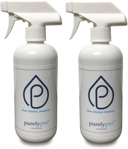 Purefypro Disinfectant Spray (500ml, 2pk) Purefypro Disinfectant Spray (1.7oz, 6 Pack) - No Rinse. No Residue. Kills 99.9999% Norovirus, Flu Virus, and Fungi, Drug Resistant Germs.