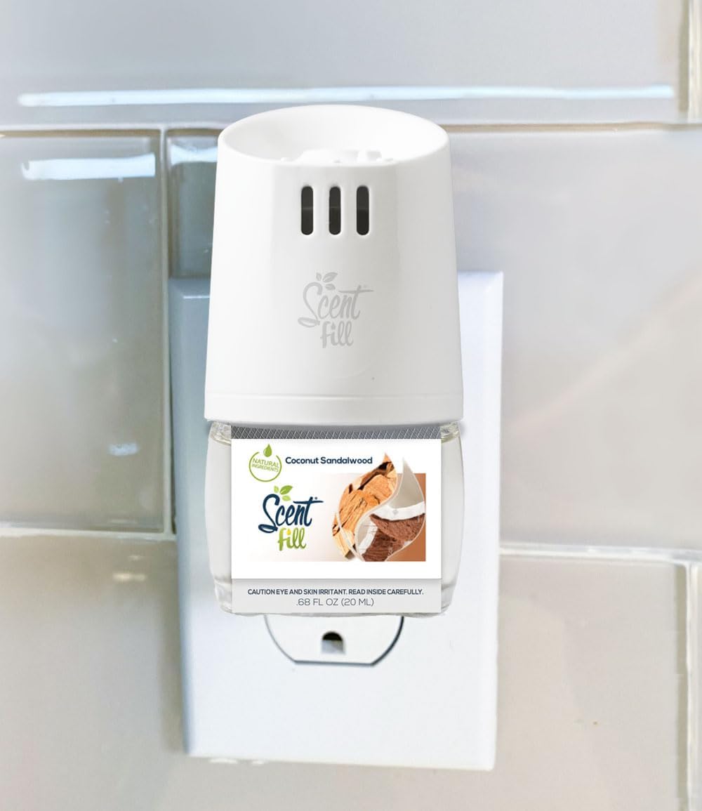 Scent Fill Coconut Sandalwood Plug in Air Freshener, 4 Scented Oil Refills