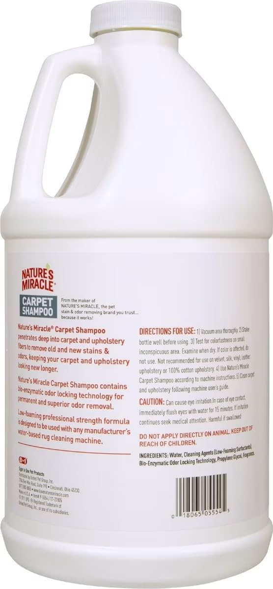Nature’s Miracle Carpet Shampoo, Deep-Cleaning Pet Stain And Odor Remover, 64 Ounces