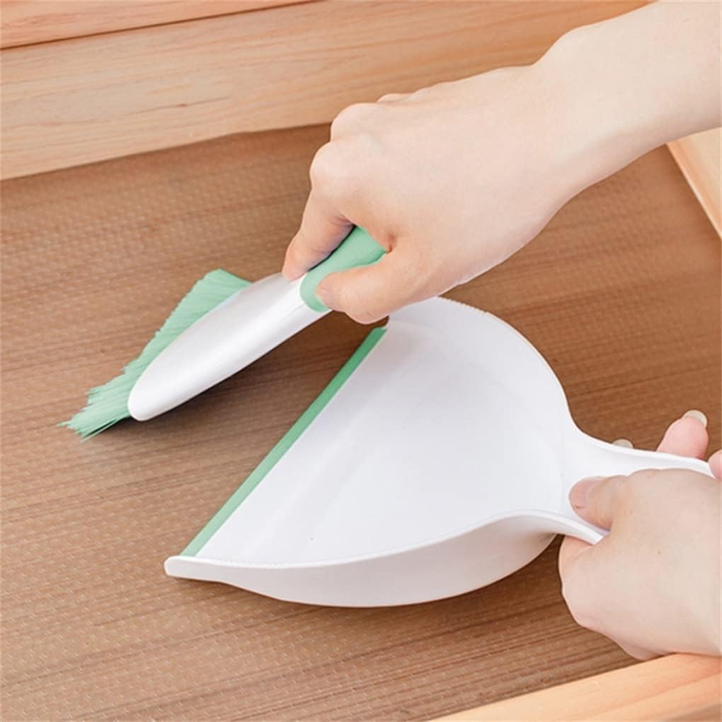 Dust pan Broom Brush Dustpan - Small Broom and Dustpan Set,Mini Broom and Dustpan,Small Dustpan and Brush Set for Home Cleaning, Sofa, Desk, Guinea Pig Cage, Cat Litter etc.（Light Green）