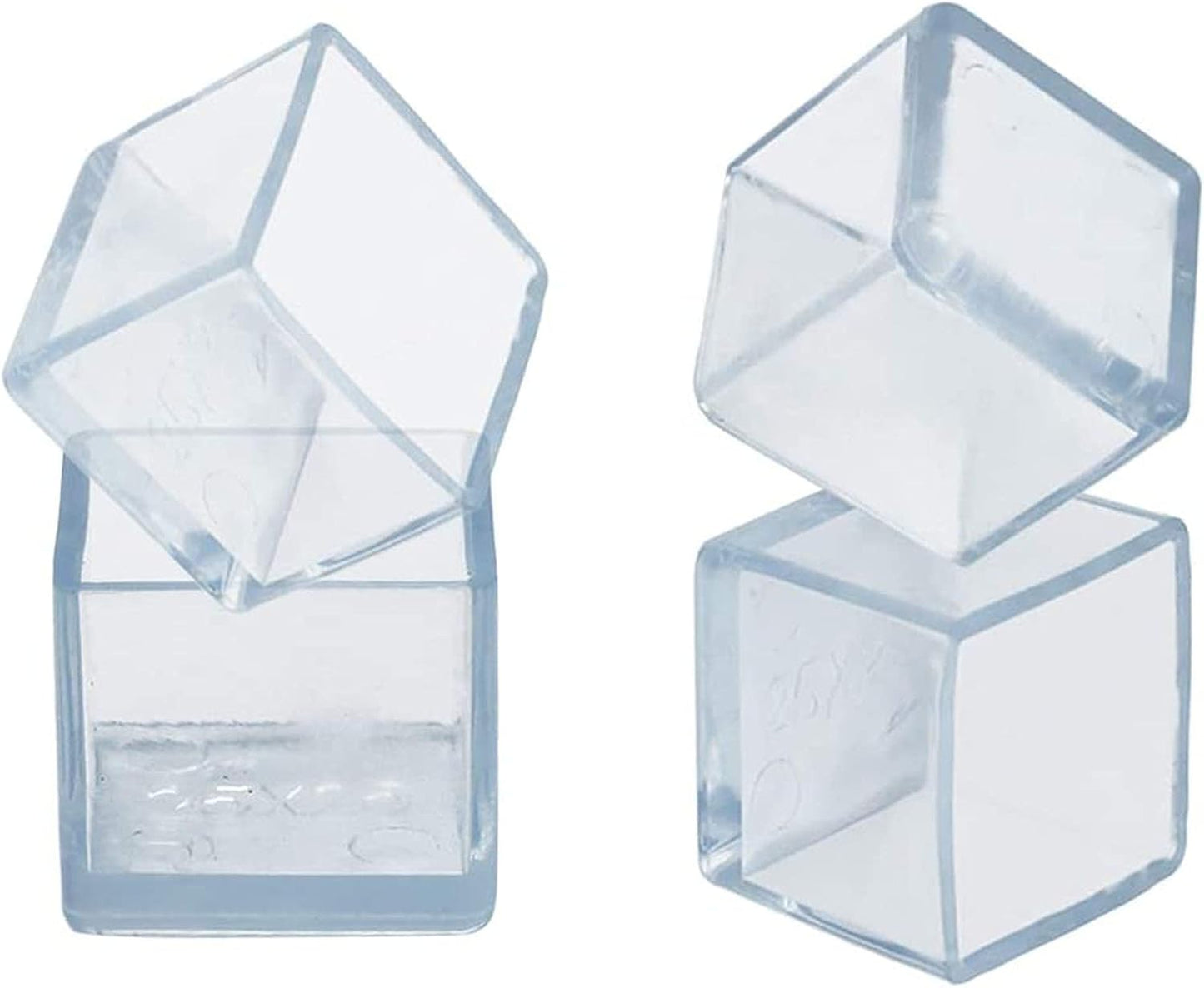 12 Pcs Transparent Square Anti-Slip Rubber Leg Tips Chair Leg Caps Furniture Floor Protectors Chair Table Bar Stool Leg Covers Furniture Leg Cube Feet 1.57 Inch x 1.57 Inch (40 x 40mm)