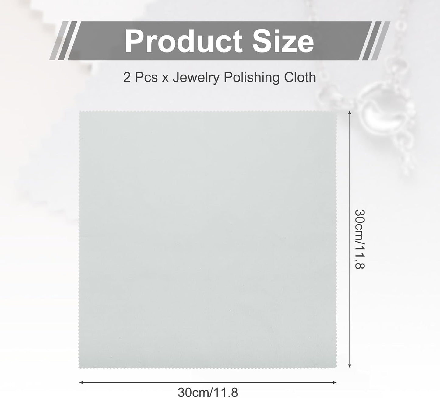 MECCANIXITY Jewelry Polishing Cloth 11.8x11.8 Inch Silver Polish Cleaning Cloths Jewelry Cleaner for Gold, Rings, Necklaces, Diamond, Bracelets, Pack of 2 (Gray）