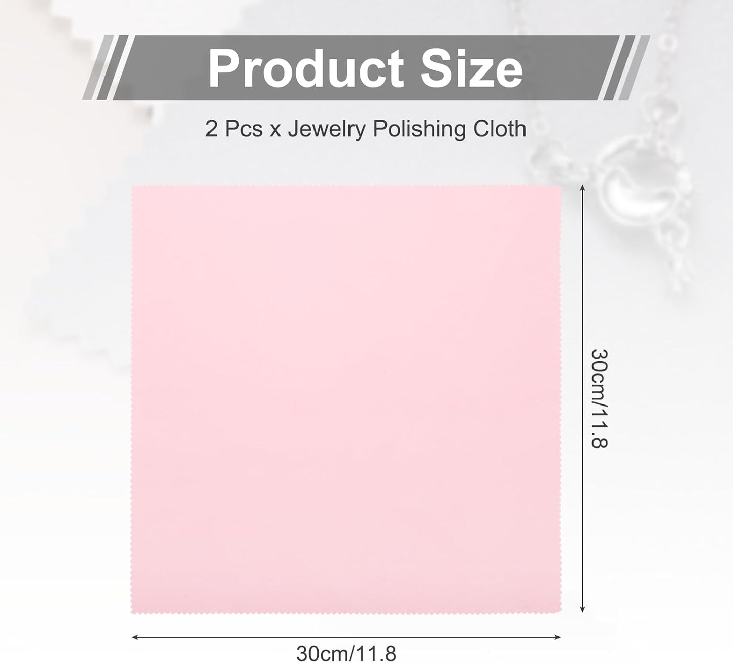 MECCANIXITY Jewelry Polishing Cloth 11.8x11.8 Inch Silver Polish Cleaning Cloths Jewelry Cleaner for Gold, Rings, Necklaces, Diamond, Bracelets, Pack of 2 (Pink）