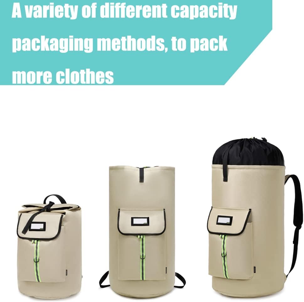 laundry bag backpack,extra-large heavy duty laundry bags,laundry backpack for college students,drawstring closure (Khaki laundry bag)