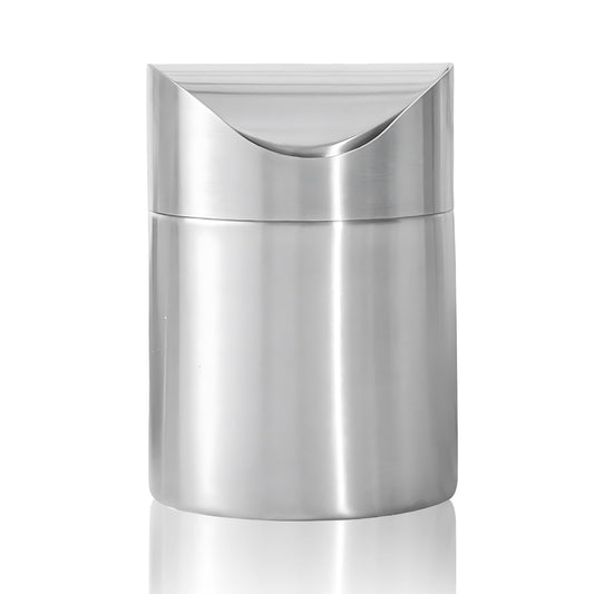 Mini Trash Can, Tiny Desktop Trash Bin with Swing Lid, Stainless Steel Bathroom Countertop Garbage Cans Kitchen Waste Bins with Trash Bag