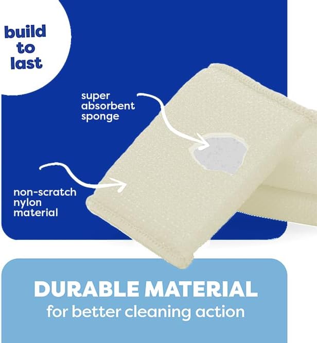 24 Pack Scrub Sponges Kitchen by SCRUBIT, Multi-Purpose Scouring Pads, Non-Scratch Cleaning Sponges for Dishes, Pots & Non-Stick Cookware - Long Lasting Dish Scrubbers for Kitchen, Bathroom & More