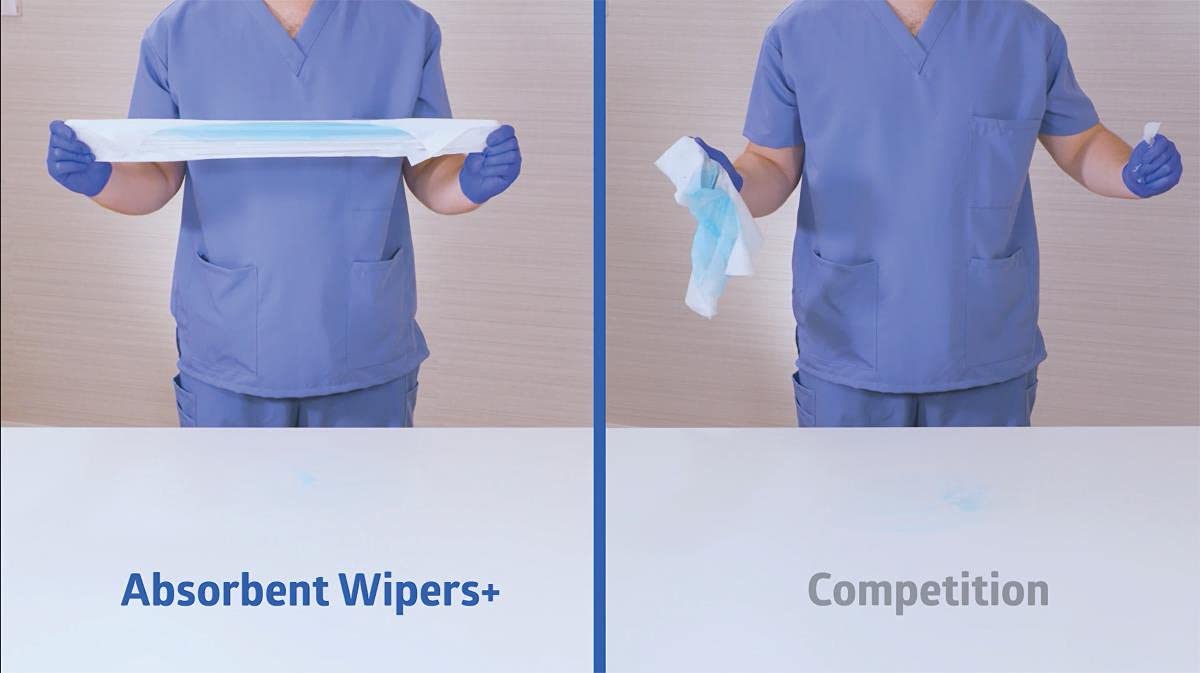 Medline Absorbent Wipers+ Disposable Heavy Duty Dry Wipes, 12" x 13" (90 Count, 12 Pack)