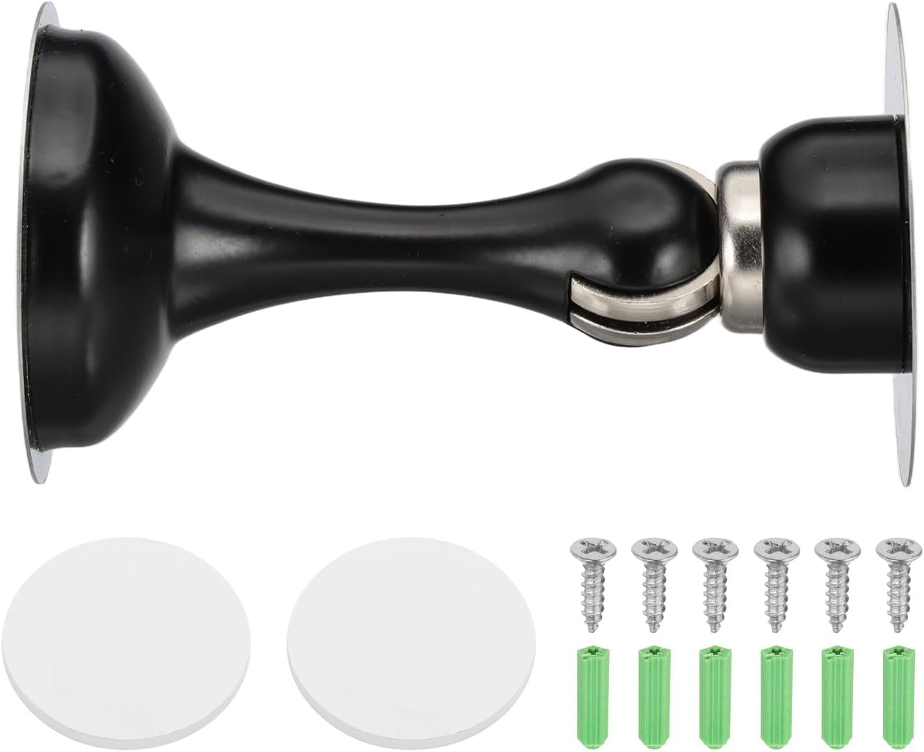 MECCANIXITY Magnetic Door Stoppers Stainless Steel Door Stops, Wall Floor Mounted Doors Holder Keep Doors Open for Home Office Closet (Black)