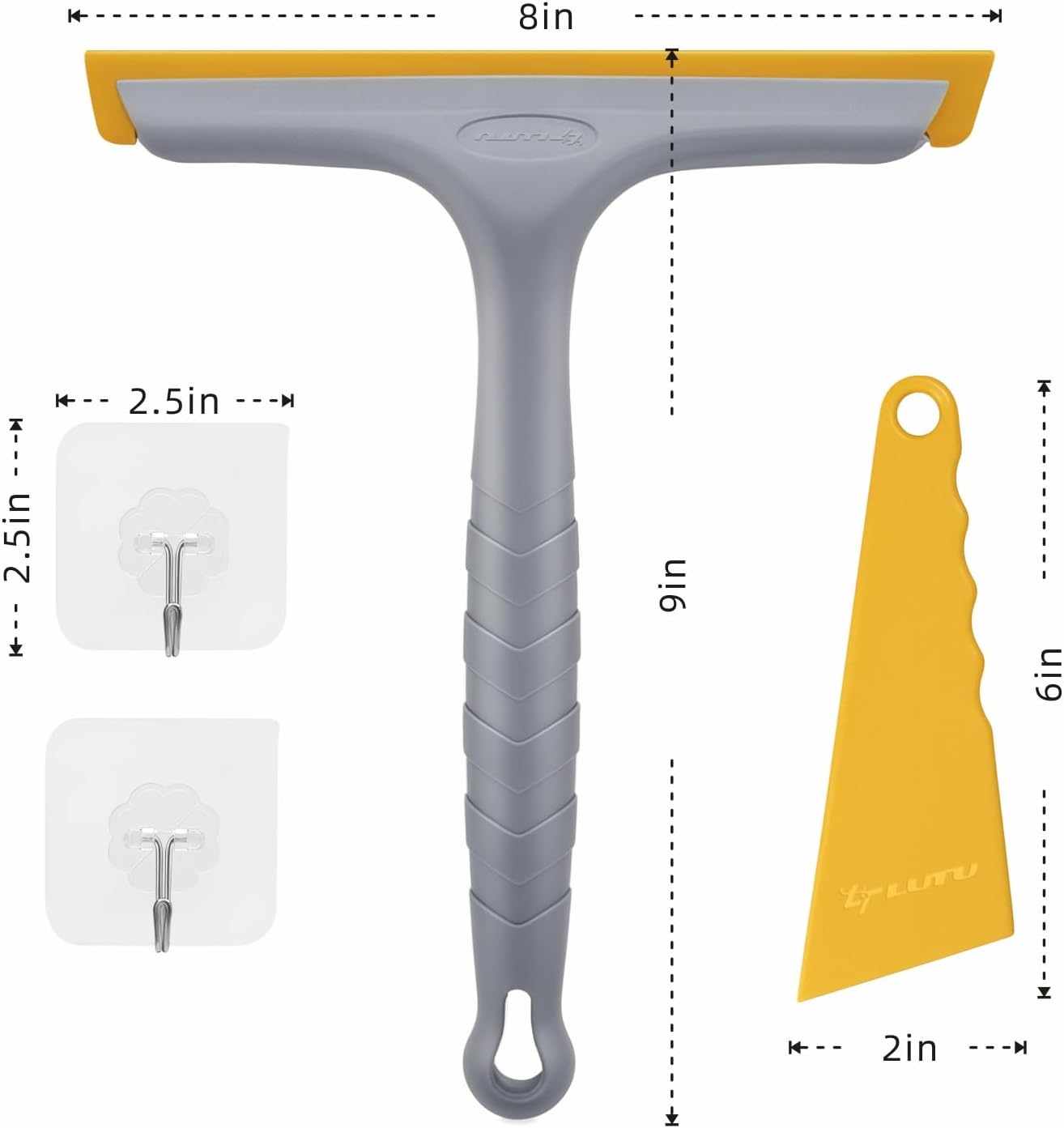 Shower Squeegee for Glass Doors, Bathroom Squeegee for Shower, Window Squeegee, Home Bathroom Silicone Cleaner Tool, Suitable for Bathroom, Kitchen, Tile, Mirror, Car Glass, by LTLUTU, 8in Grey