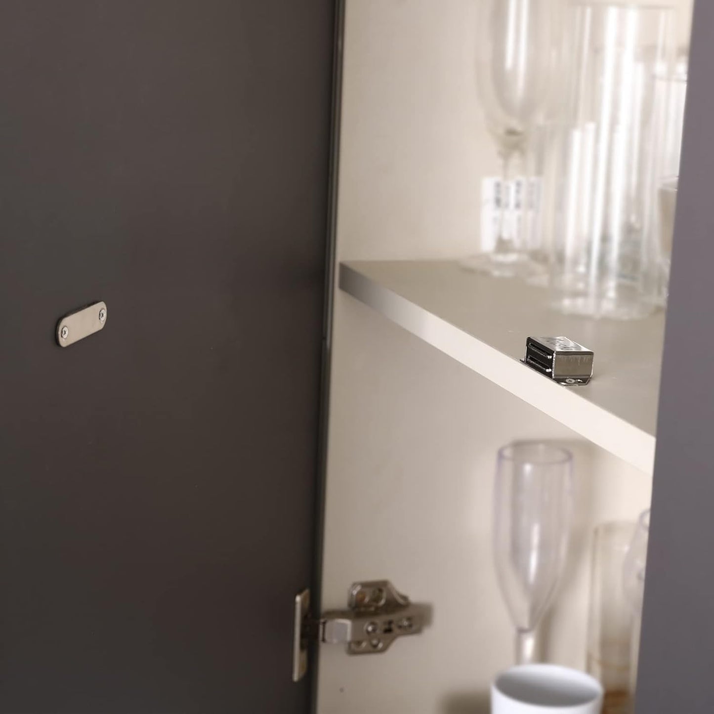 Mousike Cabinet Magnets 30lb Stainless Steel Magnetic Door Catch with Strong Magnetic for Kitchen Cupboard Wardrobe Closet Cabinet Door Drawer Latch(2.1"(Silver 20 Pack))