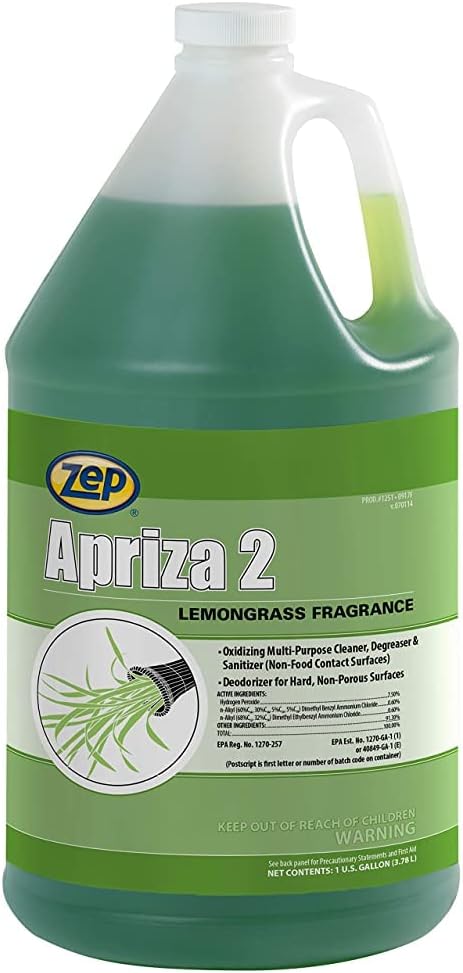 Zep Apriza 2 Multi-Purpose Cleaner - 1 Gallon (Case of 4) 125124 - Oxidizing, Degreaser, Deodorizer, and Sanitizer