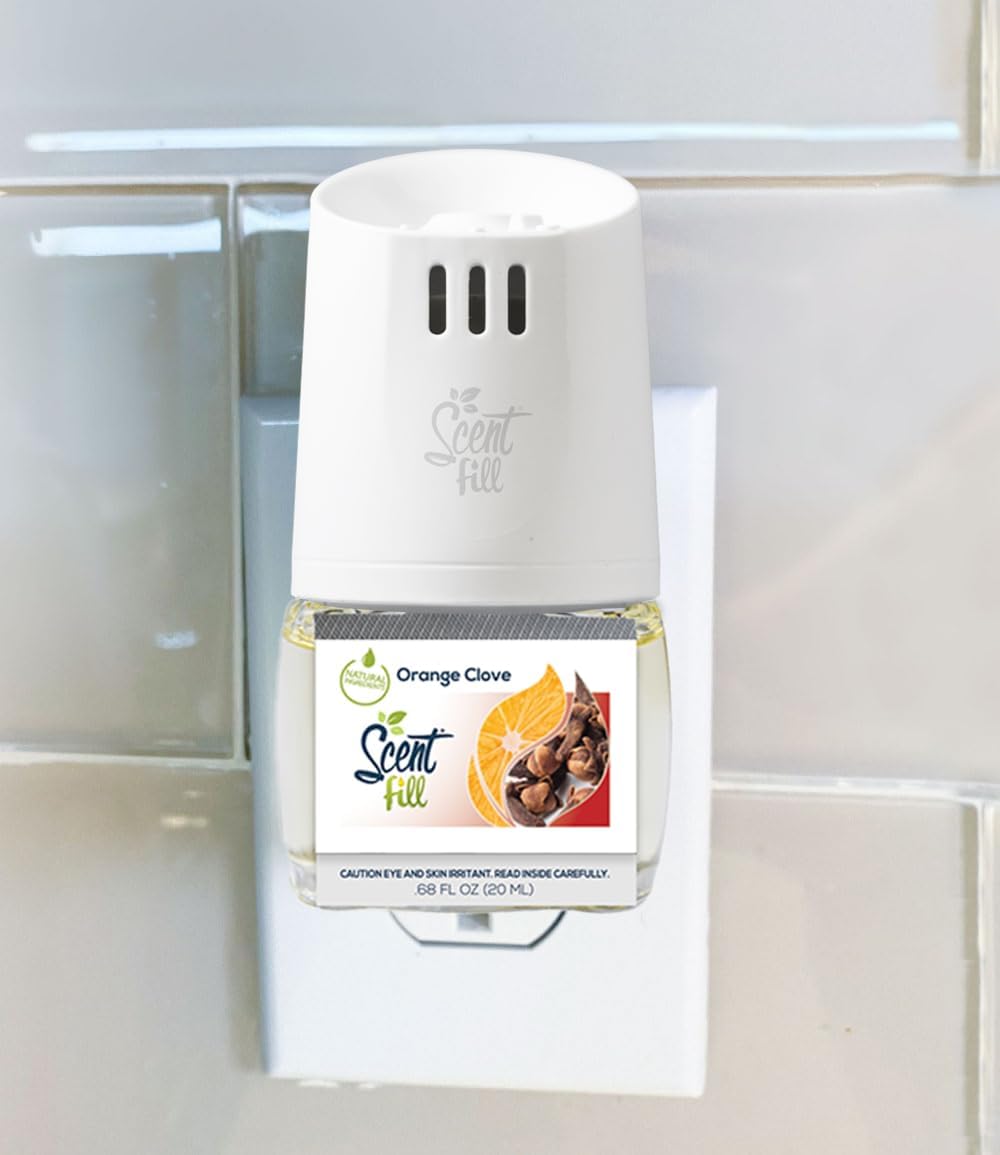 Scent Fill Orange Clove Plug in Air Freshener, Scented Oil Refills, 2 Refills + Diffuser