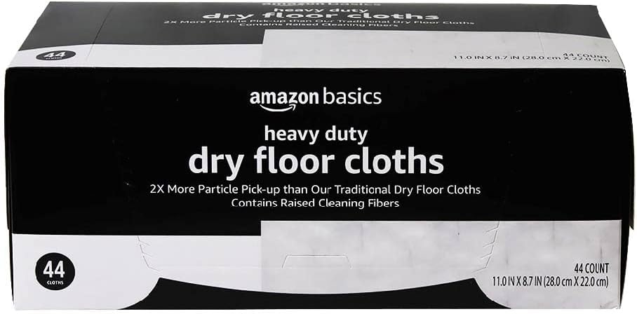 Amazon Basics Heavy Duty Dry Sweeping Cloths to Clean Dust, Dirt, Pet Hair, Fits Swiffer Sweeper Mop Heads, 44 Count (Pack of 1)