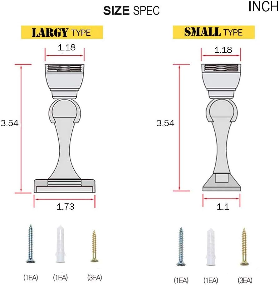 Magnetic Door Stop, Stainless Steel, Magnetic Door Catch, Door Holder, Door Stops, Wall Mounted, Floor Mounted, Door Banging Prevention (Small x 2pack, Satin Nickel)