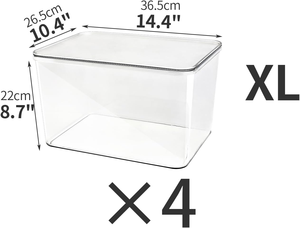 4-Piece Set,Plastic Storage Bin with Lid,Large Storage Containers,Stackable Lidded Storage Boxes for Cabinets, Clothes, Toys, Books (clear 4XL)