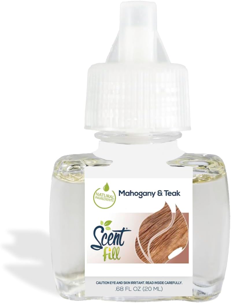 Scent Fill Mahogany Teak Plug in Air Freshener, Scented Oil Refills, 2 Refills + Diffuser