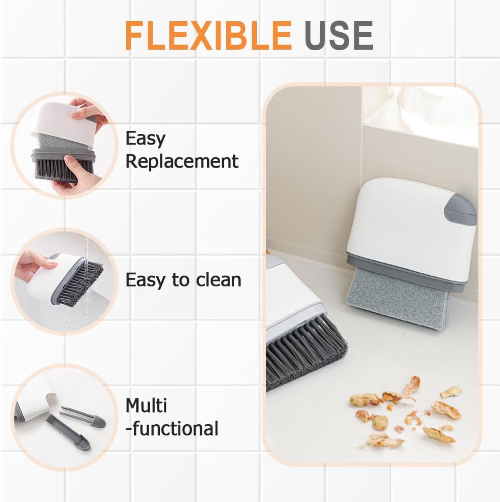 2 in 1 Groove Cleaning Brush, Upgraded Crevice Cleaning Brush & Magic Window Track Cleaner for Sliding Door Tracks, Window Sills, Tile Lines, Car Vents, Kitchen and Bathroom Tight Spaces (1PC)