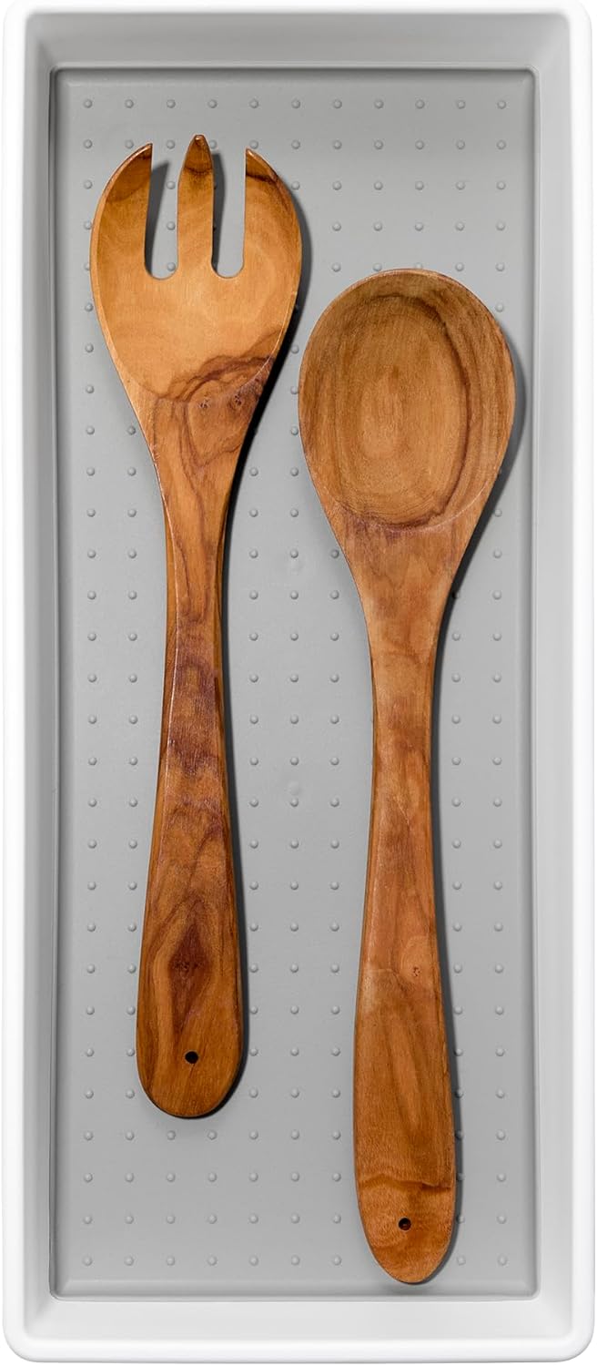 Madesmart Organizer Bin Non-Skid Feet 15.5" X 6.6" X 2.1" Plastic White With Gray