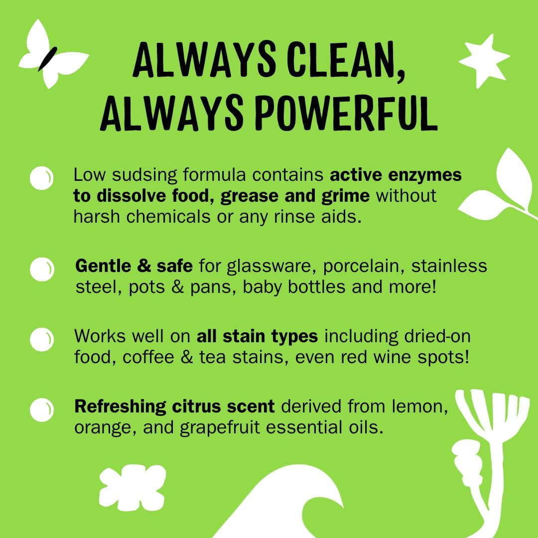 Molly's Suds Dishwasher Pods | Clean Dishwasher Detergent, Cuts Grease & Rinses Clean (Residue-Free) for Sparkling Dishes | 120 Auto-Release Tabs (Citrus)