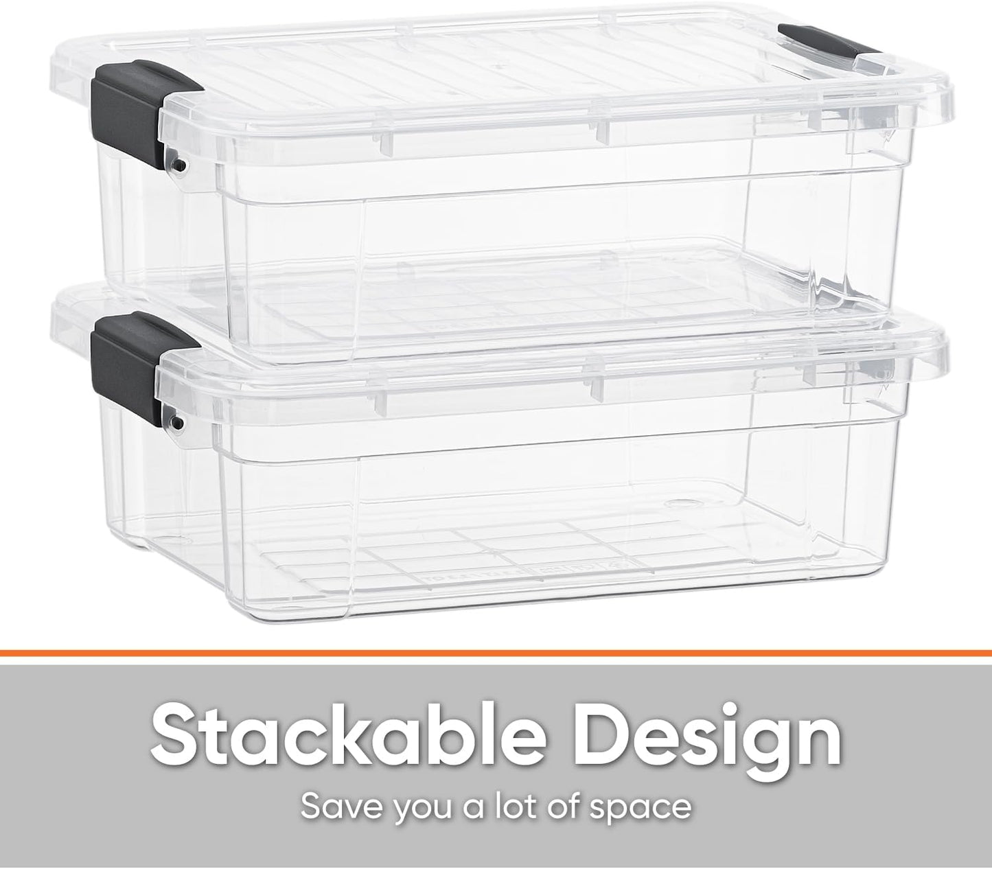 Superio Storage Bins with Lids- 4 Pack, 7.4 Qt Clear Boxes for Organizing, Stackable Plastic Containers- BPA Free, Non-Toxic, Odor Free, Organizer for Home, Office, Dorm