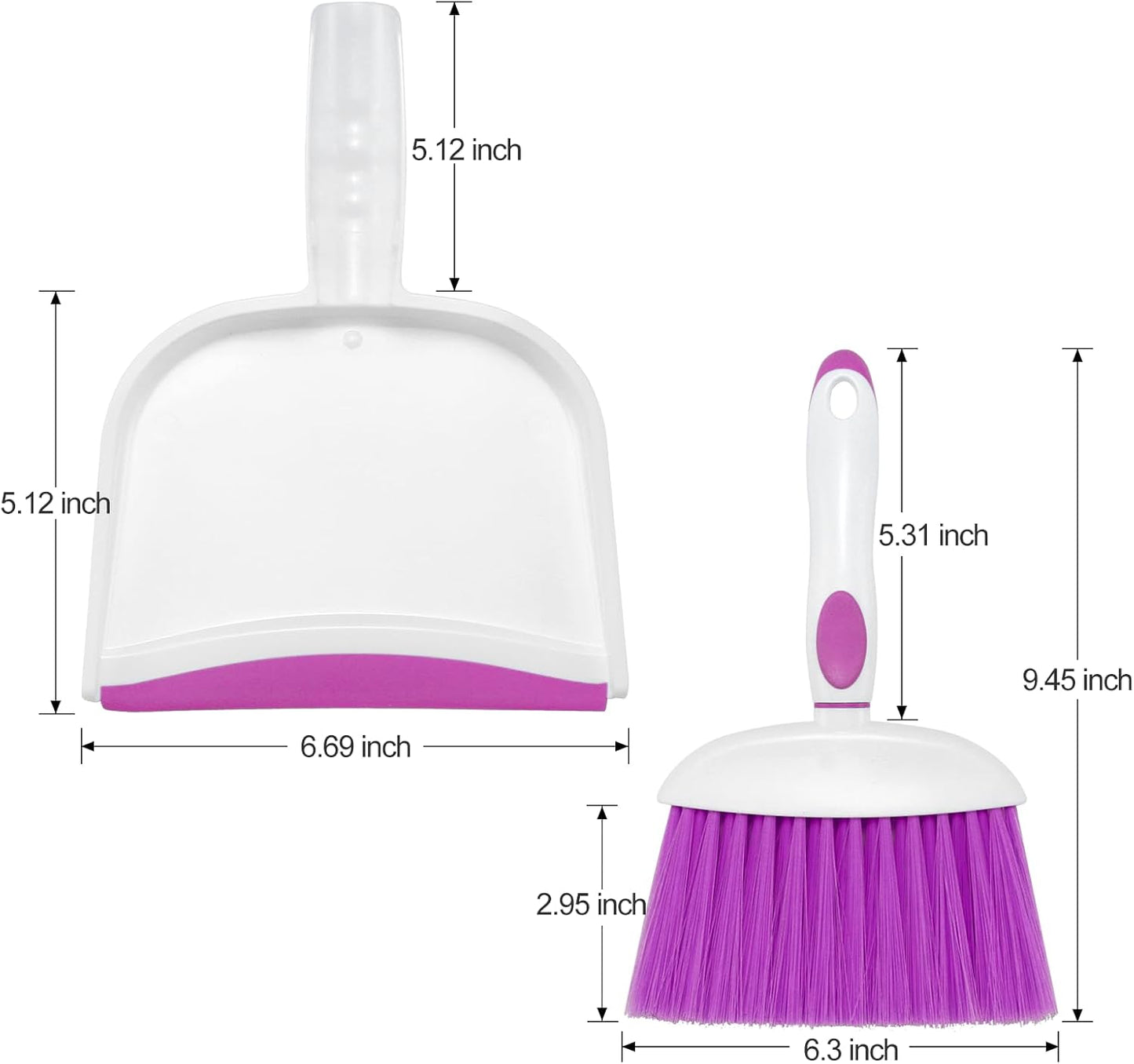 NACENA Small Dust Pan and Brush Set, Mini Broom and Dustpan Set Small Hand Broom and Brush Combo Dust Pan with Teeth for Home Cleaning Drawers Desktop Sofas Pet Care and Outdoor, Purple