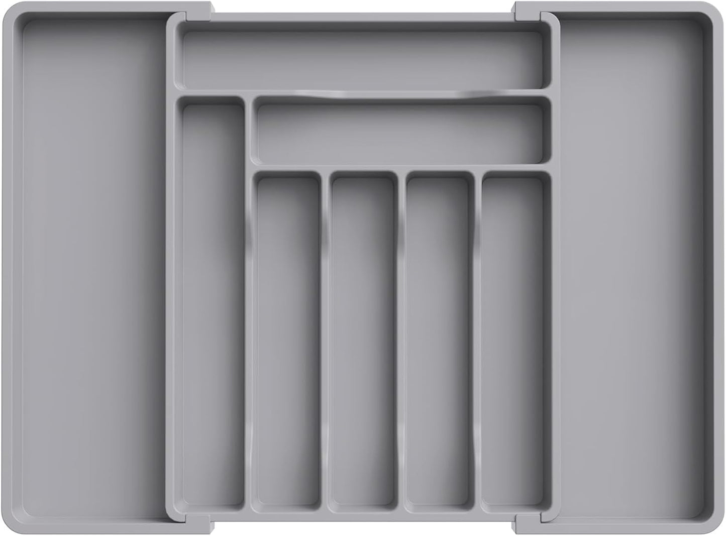 Lifewit Silverware Drawer Organizer, Expandable Utensil Organizer for Kitchen Drawers, Adjustable Cutlery and Flatware Tray, Plastic Spoons Forks Knives Holder Storage Dividers, Large, Gray