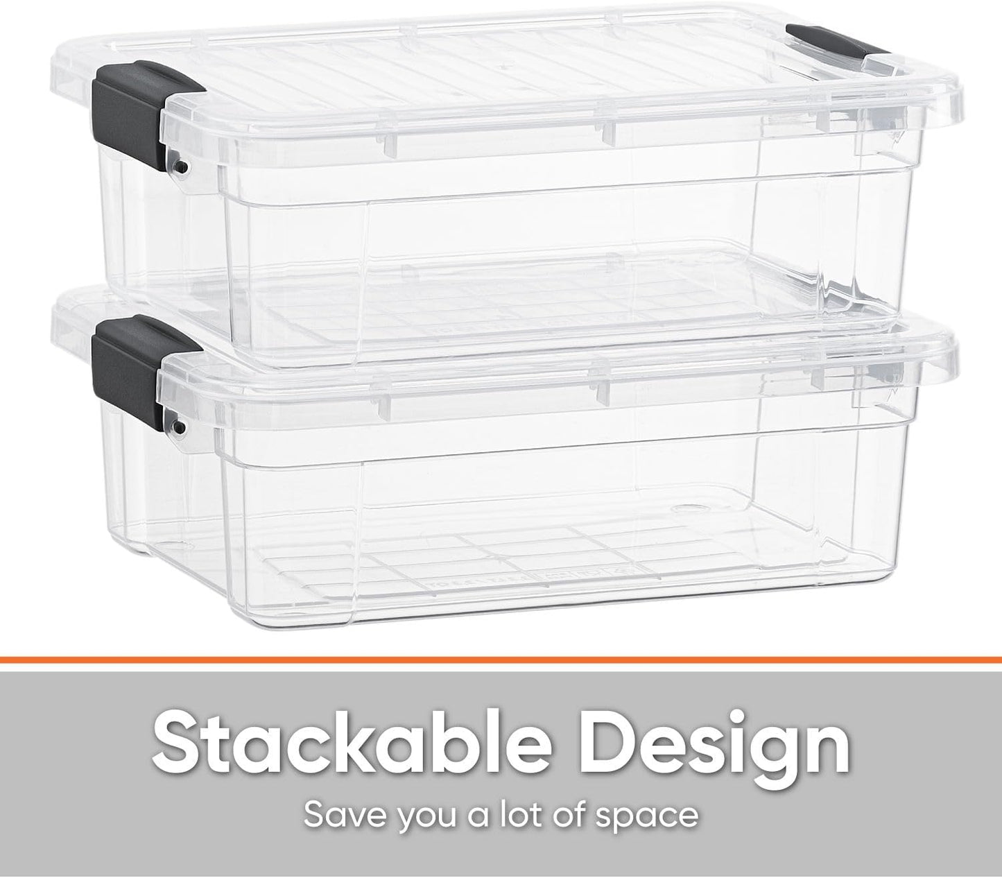Superio Clear Storage Bins with Lids, Stackable Storage Box with Latches and Handles, Extra Small, 2 Pack 2 Quart