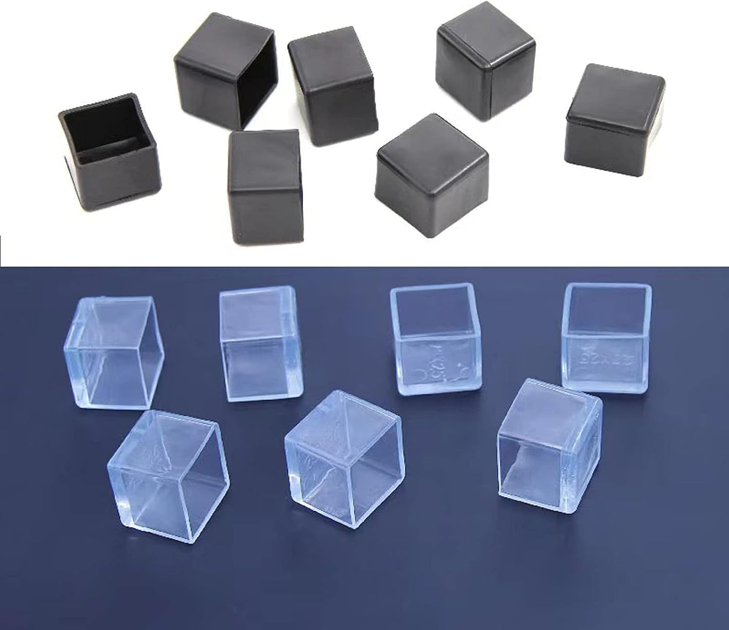 16 Pcs Transparent Square Anti-Slip Rubber Leg Tips Chair Leg Caps Furniture Floor Protectors Chair Table Bar Stool Leg Covers Furniture Leg Cube Feet 0.79 Inch x 0.79 Inch (20 x 20mm)