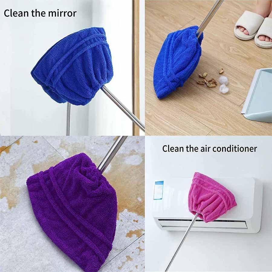 Icexeco Lazy Broom Cover Cloth, Multifunctional Lazy Brooms Cover, Washable Reusable Microfiber Broom Sweeping Refill, Wet & Dry Dual Use, Washable Mop Covers (4PCS-Violet)
