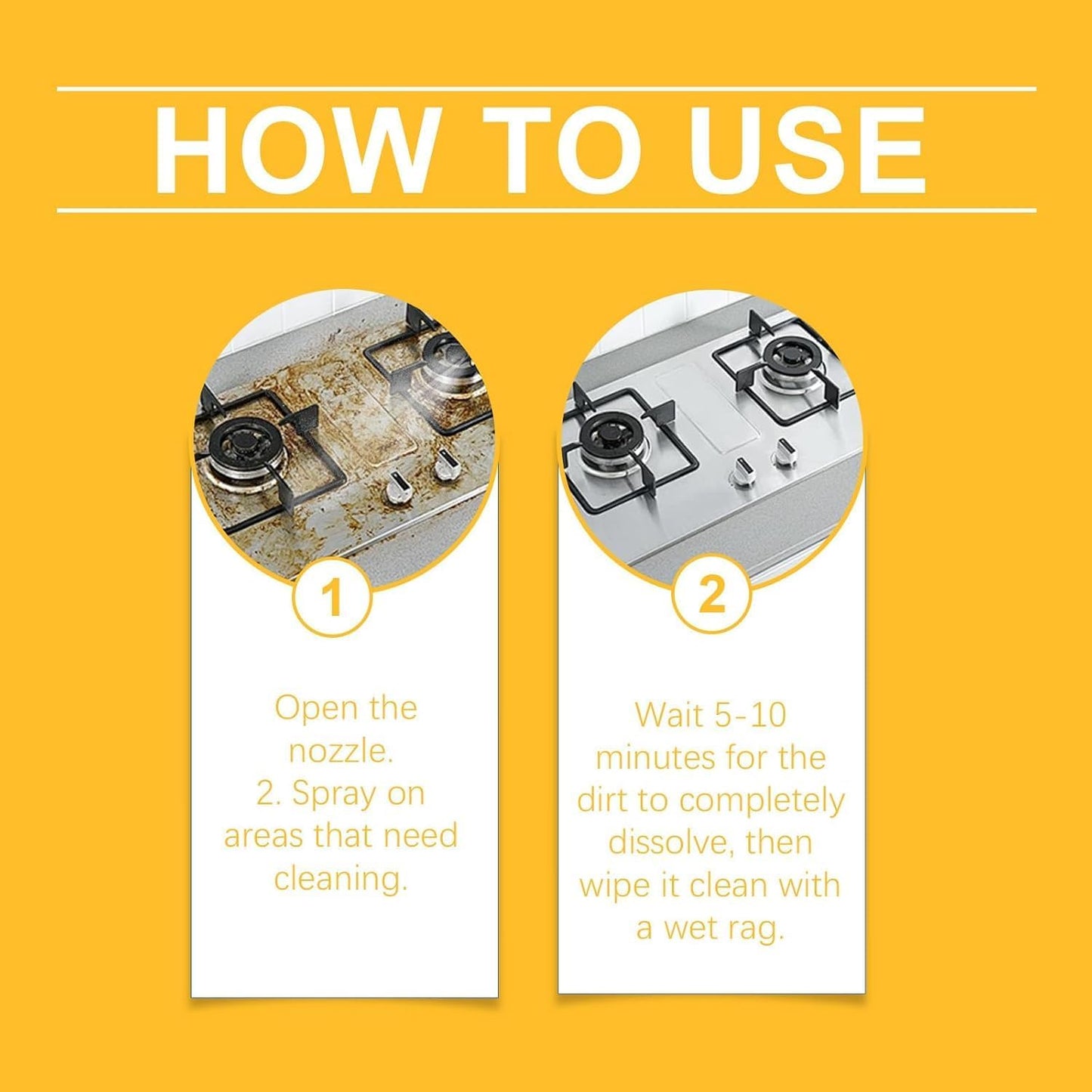 Powerful Kitchen Degreaser Foam Spray, Kitchen Heavy Oil Cleaning Agent, All Purpose Household Cleaning Spray for Oven,On All Surfaces,Lemon Fresh Scent 500ml