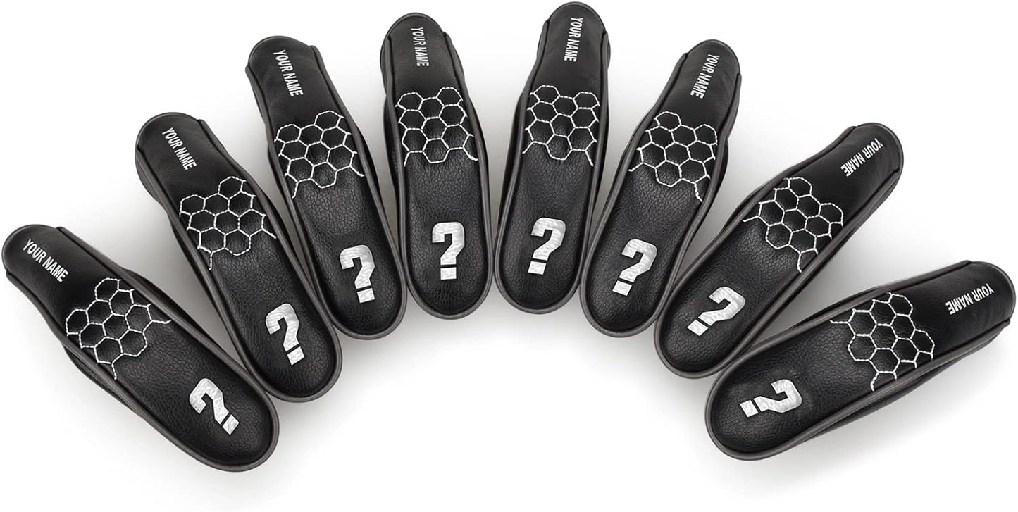 mytag 8PCS Golf Hybrid Iron Covers Set, Knit Hybrid Head Covers, Fits Cobra T Rail, Cleveland Launcher, Wilson Launch Pad, Tour Edge Hot Launch - Customizable