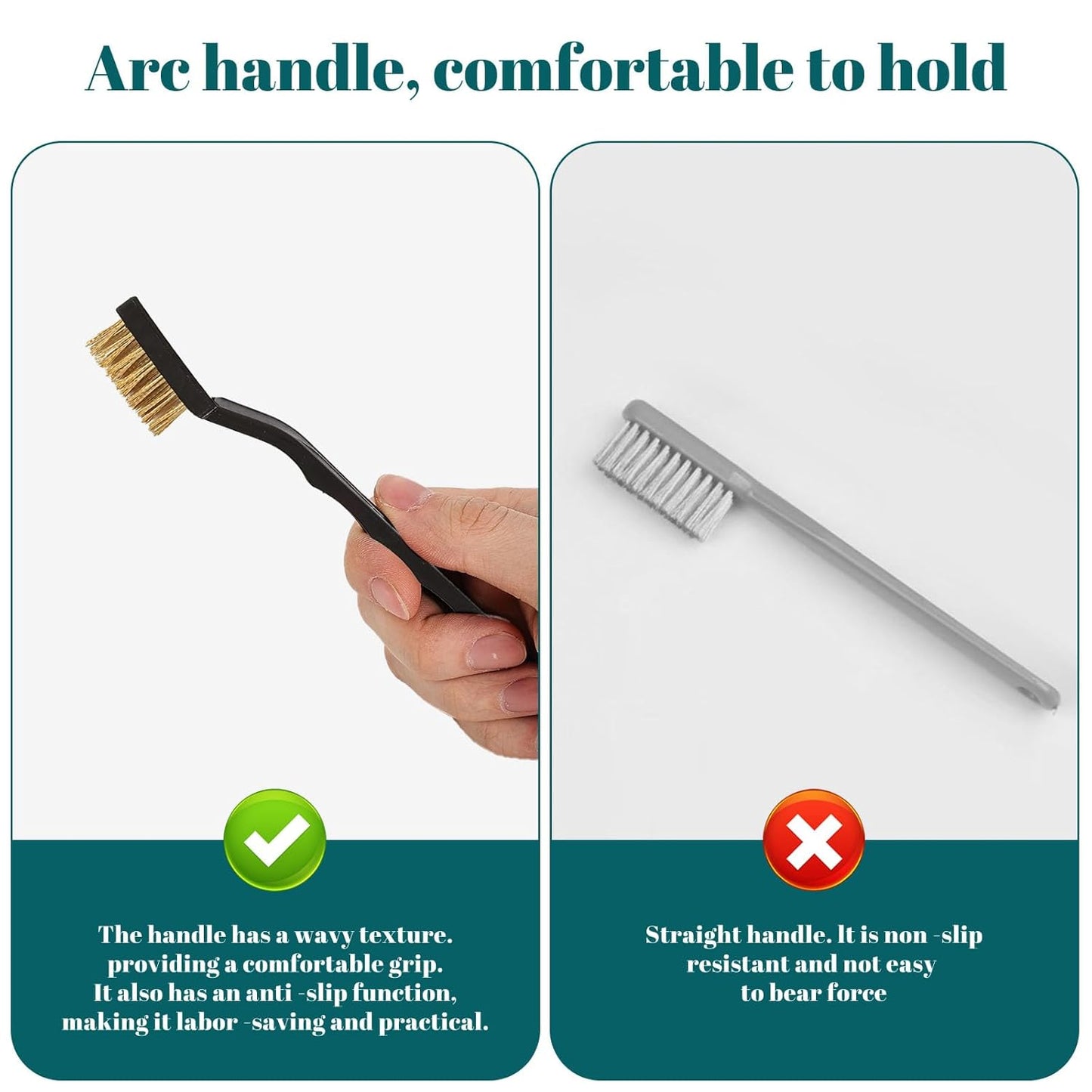 48 Pcs Mini Brass Brush Set, Brass Scratch Brush with Curved Handle, Cleaning Weld Slag and Rust