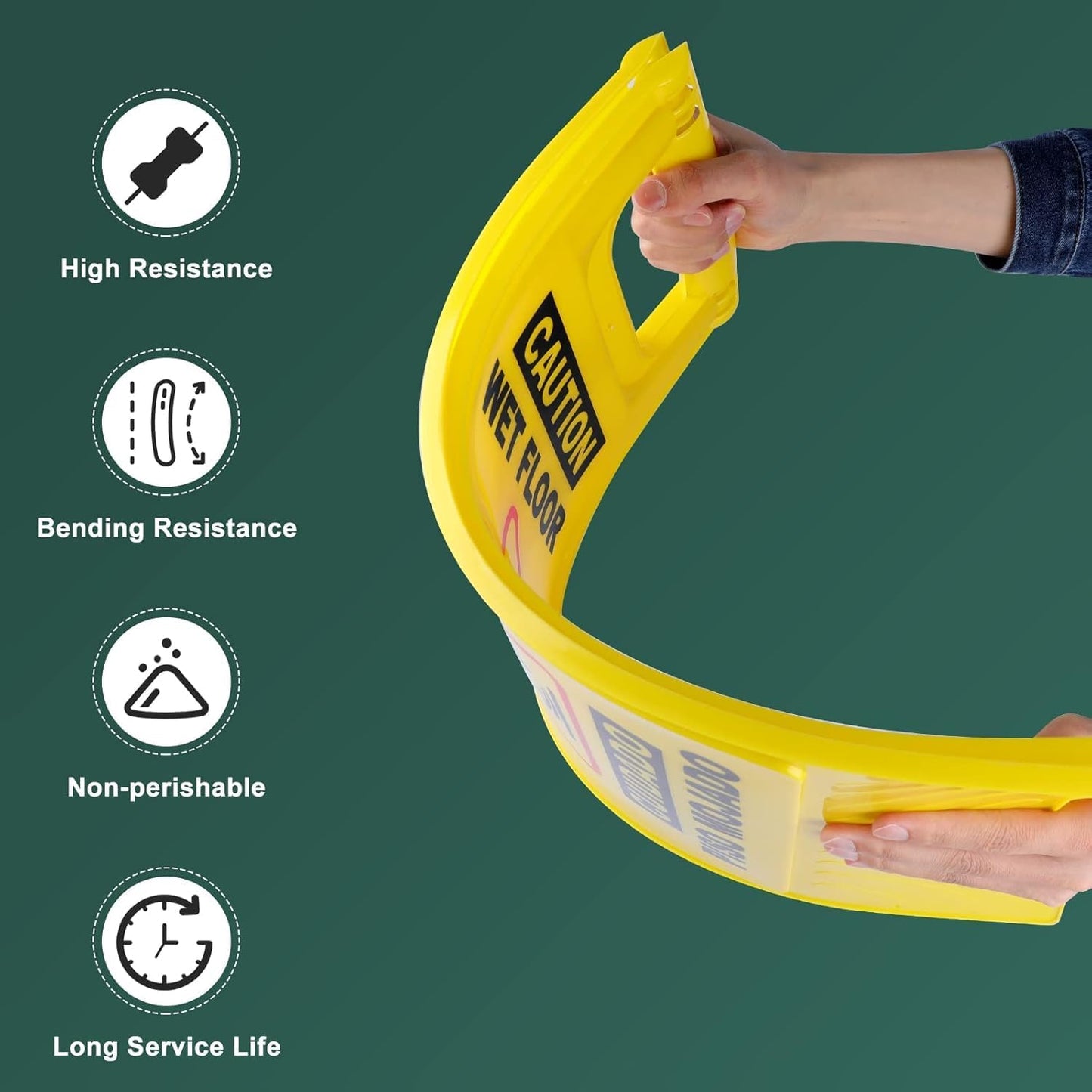 XPCARE 24 Inches Caution Wet Floor Sign, 5PACK Yellow Bilingual Double-Sided Safety Warning Signs,A Frame Safety Wet Floor Signs Commercial