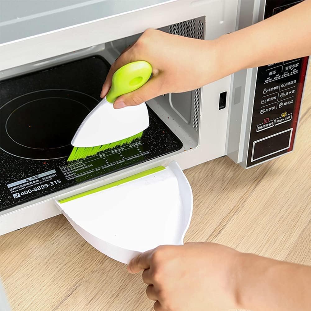 Dust pan Broom Brush Dustpan - Small Broom and Dustpan Set, Mini Broom and Dustpan, Small Dustpan and Brush Set for Home Cleaning, Sofa, Desk, Guinea Pig Cage, Cat Litter etc.（Green 3 Set）