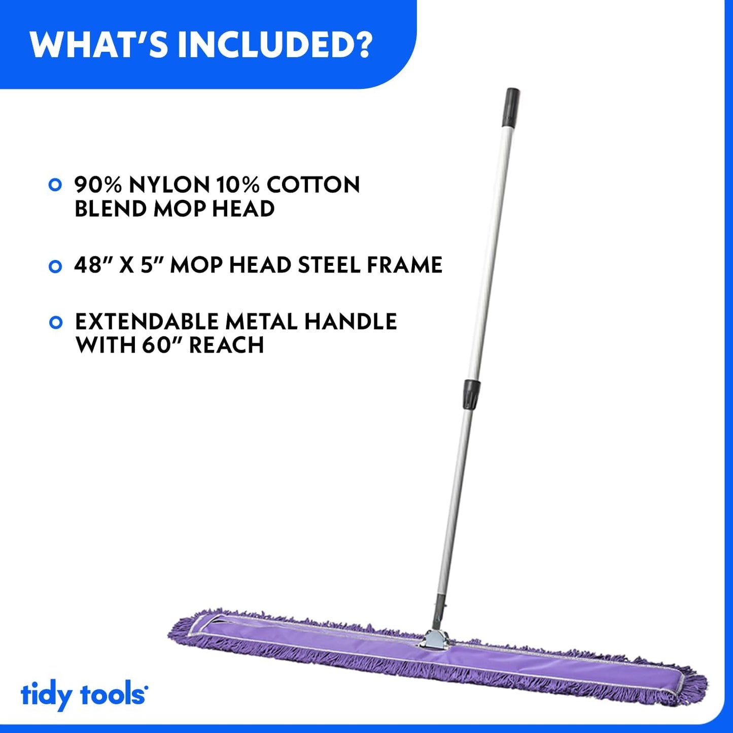 48 Inch Purple Commercial Dust Mop & Floor Sweeper with Extendable Handle – Mop for Hardwood, Tile, and Concrete Floor Cleaning