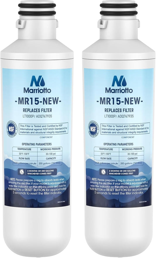 MARRIOTTO Water Filter LT1000PC Replacement for Refrigerator, Compatible with LT1000PC/PCS, LT1000PC, LT-1000PC, MDJ64844601, ADQ747935 ADQ74793504 Water Filter (2 Pack)