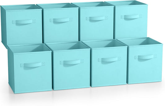Sorbus Fabric Storage Cubes - 8 Foldable Storage Bins for Organizing Pantry, Cubbies, Toy Box - Clothes Storage & Closet Organizer - 11 Inch Collapsible Cube Baskets for Shelves with Handle