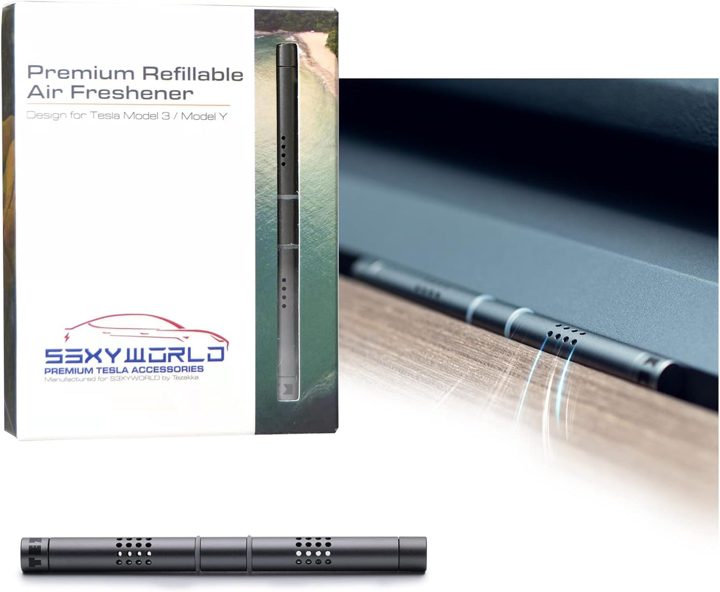 Tesla Model 3/Y Air Freshener-Orchard Scent-Invisible Slim Design-Long Lasting-Aromatherapy Scent-Auto Odor Eliminator - (Orchard Fresh Set)