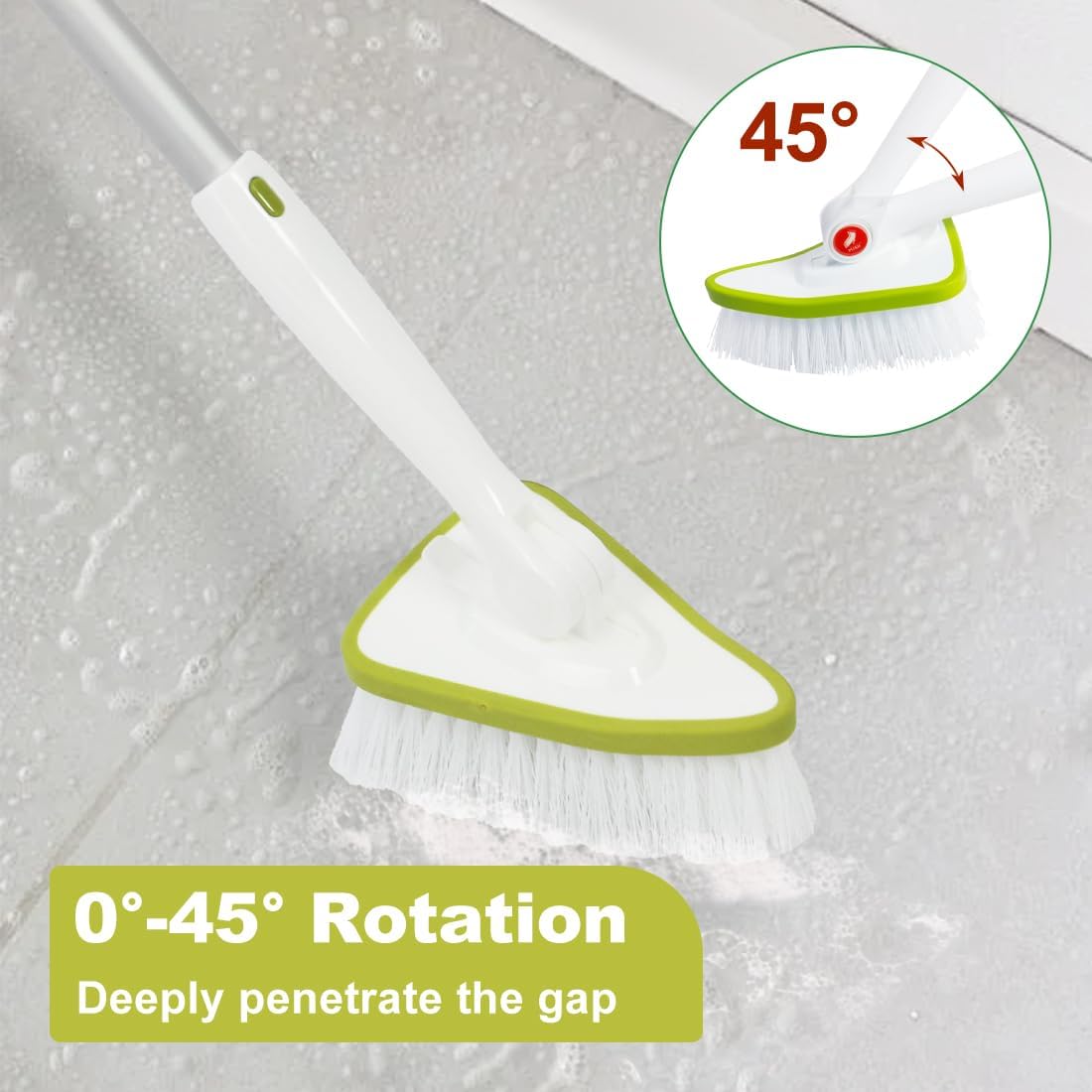 CQT 2 in 1 Bathroom Cleaning Brush with 48" Extendable Long Handle Detachable Scrub Brush with 2 Scrubber Heads and 2 Scouring Pad Head for Cleaning Bathtub Shower Bathroom Wall Bathtub Floor