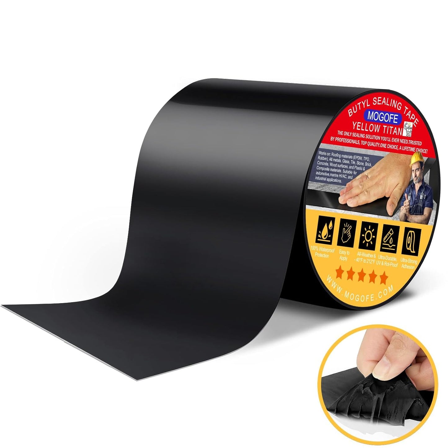 RV Roof Sealant Tape Black, 6 Inch x 50 Feet RV Repair Roof Sealer Seal Tape UV-Resistant Waterproof Sealant Tape for RV Repair, Camper, Trailer, Boat Sealing, Leaking Roof, Window