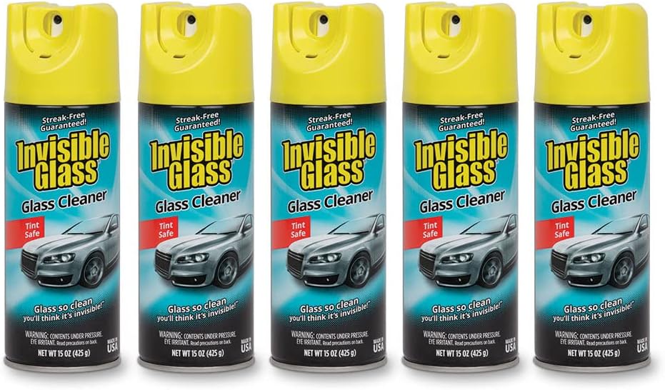 Invisible Glass 91163-5PK Premium Aerosol Glass and Window Cleaner for Auto and Home, Streak-Free, Ammonia-Free, Tint-Safe, 15 oz (Pack of 5)